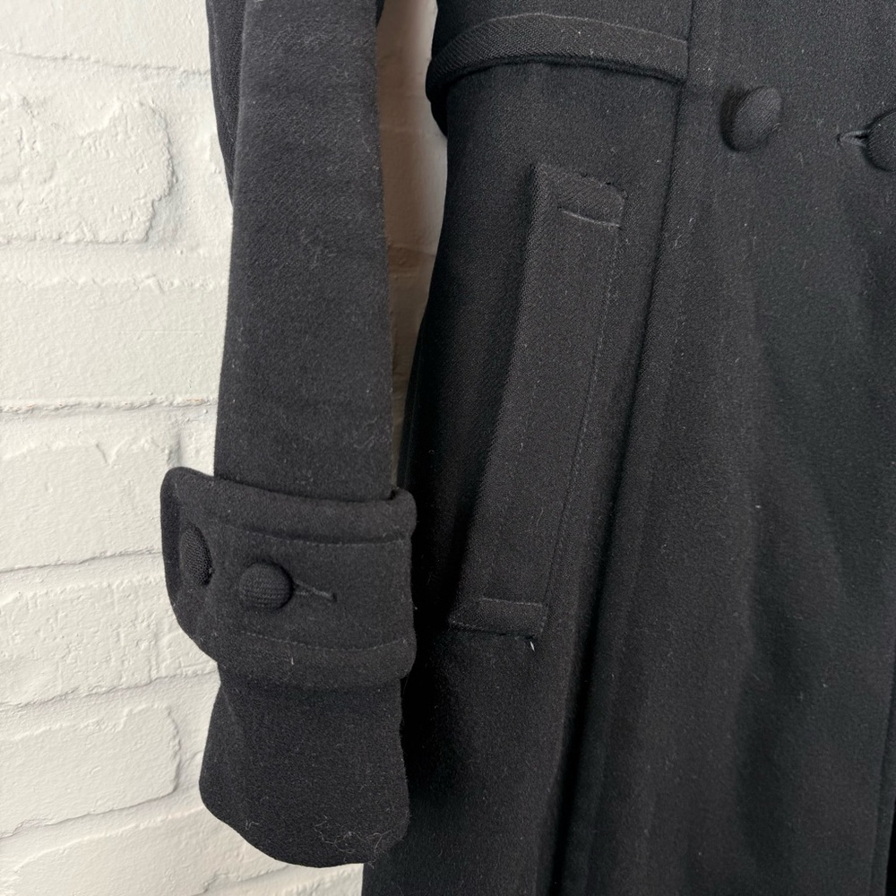 Lux Black Wool Blend Double Breasted Hooded Coat XS - Picture 5 of 12